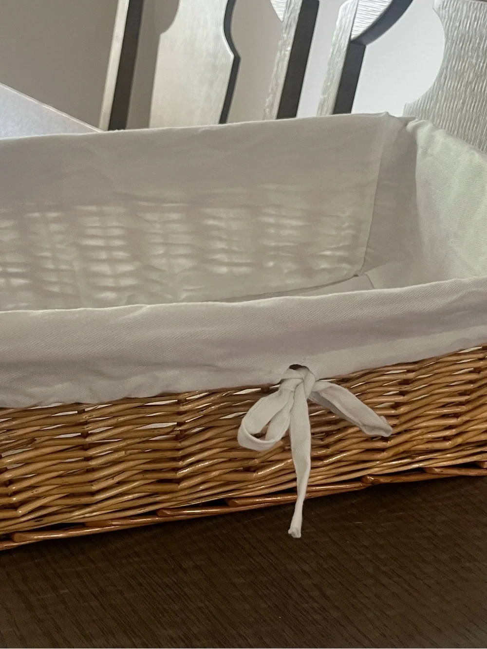 Woven Tree Rectangular Storage Basket with White Liner EUC Large